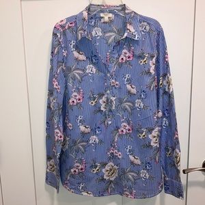 Womens blue patterned cotton shirt. Talbots.
